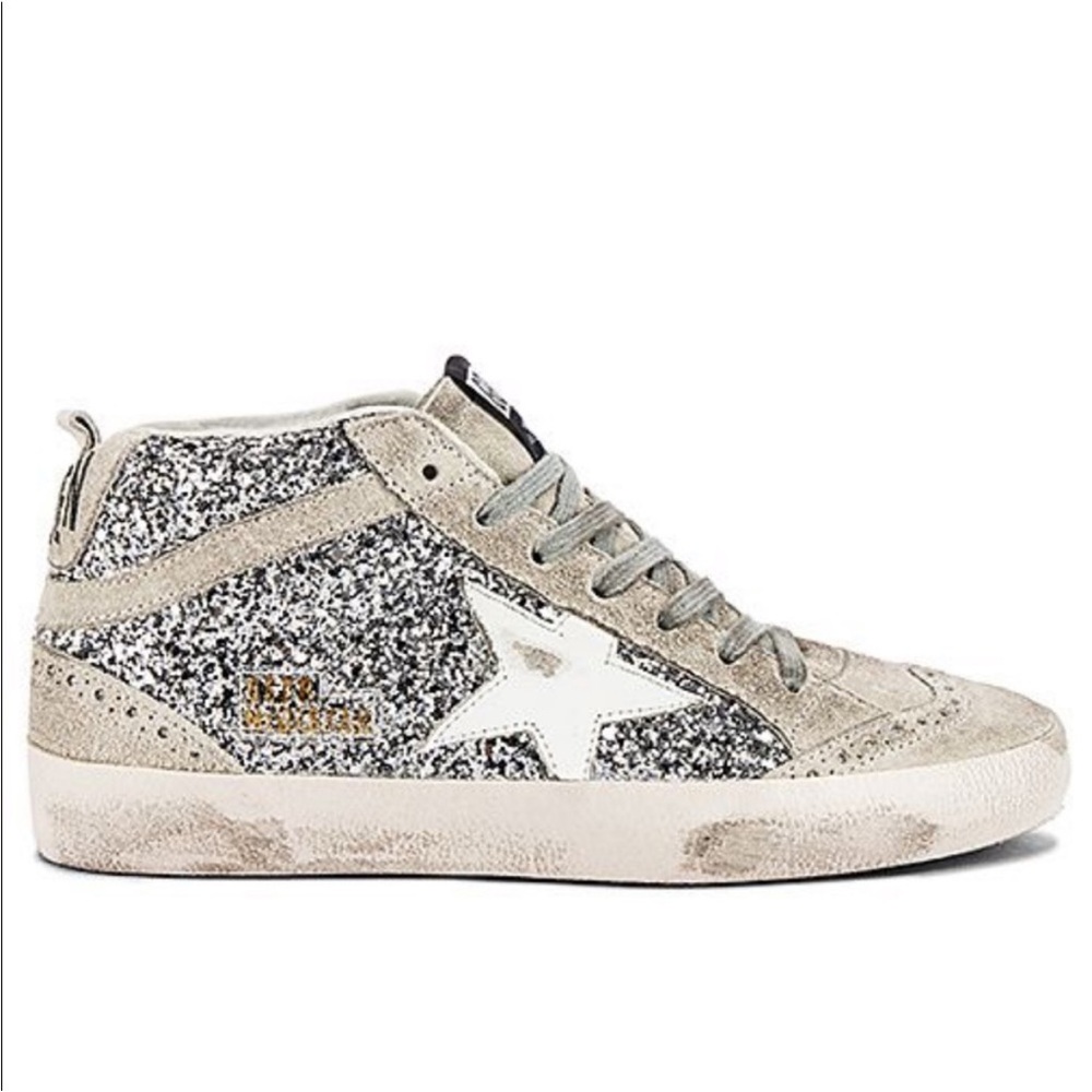 Golden goose women’s mid stars silver grey glitter 39 eu 9 tennis shoe sneaker - Picture 14 of 15